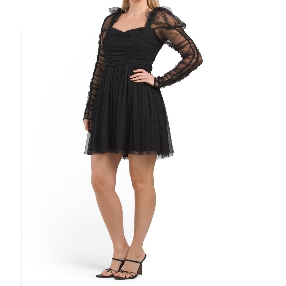 French Connection Black Tulle Mini Dress Cocktail Party Size 2 Small NWT
